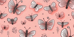 A dreamy scene with a metamorphosis of maggots evolving into butterflies